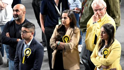 SNP supporters at the election counts in Glasgow