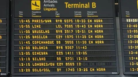 Getty Images airport departures board