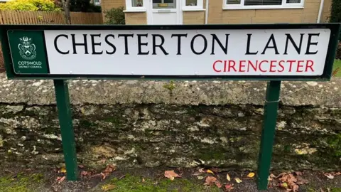 Julia Judd New street sign for Chesterton Lane in Cirencester