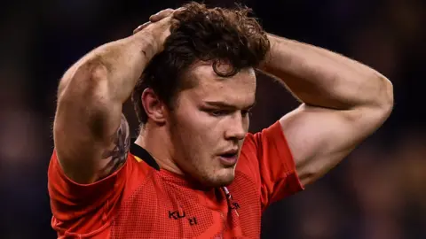 Jacob Stockdale's reaction after the final whistle at the Aviva Stadium