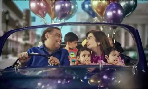 ANI A video of Mukesh Ambani and wife Nita Ambani with their grandchildren played during the sangeet ceremony