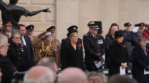 PA Media The Duchess of Edinburgh during the Remembrance service at National Memorial Arboretum, Alrewas, Staffordshire to mark Armistice Day.