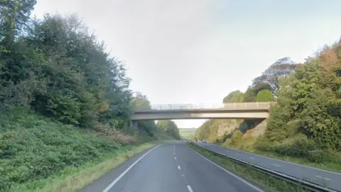 The westbound carriageway of the A38 near Liskeard