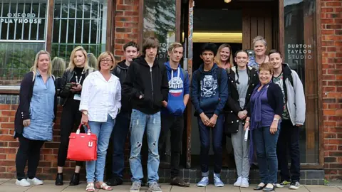 Julian James College students outside Burton Taylor studio