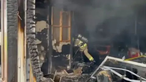 Inside of burnt school