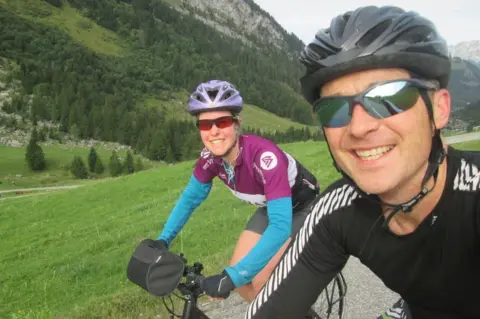 Dan Colegate Selfie of Dan and Esther cycling