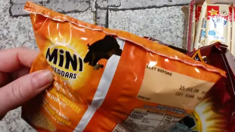 Portsmouth City Council A close-up image of a piece of a Mini Cheddar packet of crisps gnawed away by mice