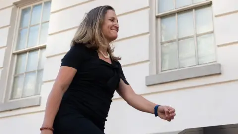 AFP/Getty Images Canadian Foreign Minister Chrystia Freeland arrives for trade talks at the office of the US Trade Representative