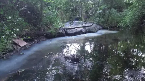 Anglian Water Stour Brook in Haverhill looking milky white