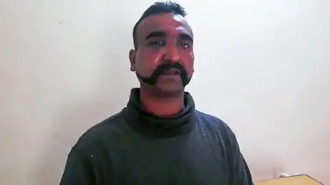 Pakistan Information Ministry (ISPR) An Indian fighter pilot in the custody of Pakistani forces at an undisclosed location, 27 February 2019