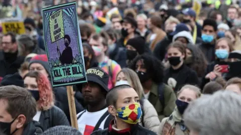 PA Media Demonstrator at the Kill the Bill protest