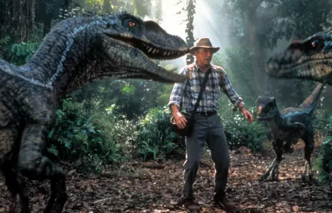 Getty Images Sam Neill's character Dr Alan Grant comes up against three dinosaurs in Jurassic Park III