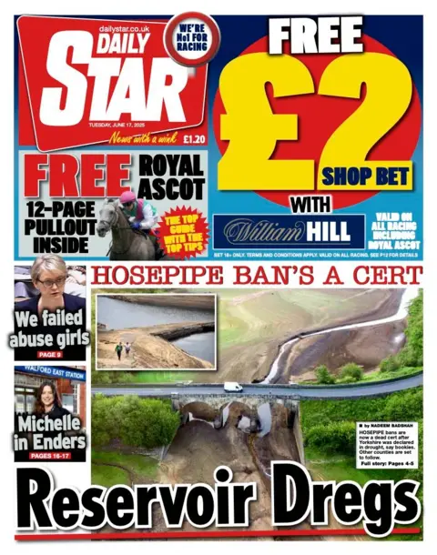The headline on the front page of the Daily Star reads: 