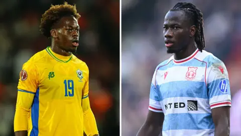 Left-back Jacques Ekomie (left) and wing-back Issa Kabore (right)