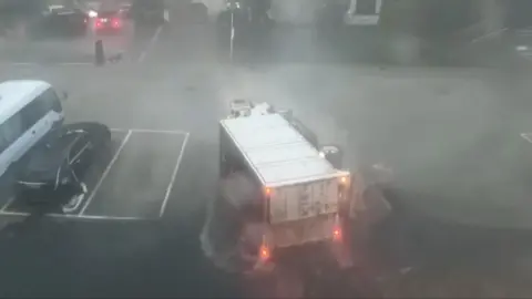 Lorry overturned on road