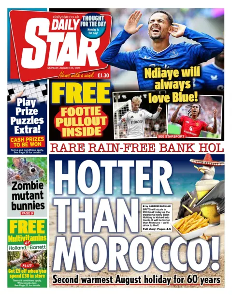 The headline on the front page of the Daily Star reads: "Hotter than Morocco!".