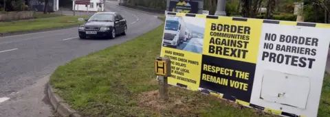 AFP Anti-Brexit posters on border, Co Donegal - file pic