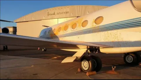 Getty Images Jets sprayed with orange spray paint