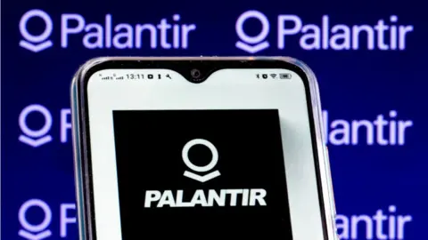 Getty Images Palantir Technologies Inc logo displayed on a smartphone screen