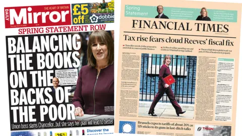 The Daily Mirror and Financial Times front pages 