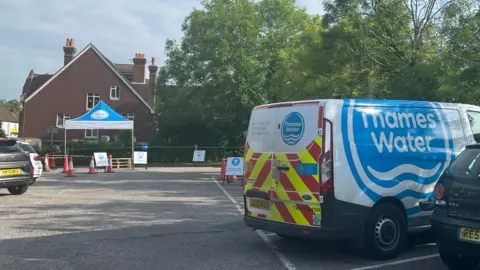 BBC/Julia Gregory A bottled water station in Bramley, Surrey