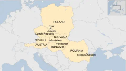 Carte montrant les zones inondées en Europe