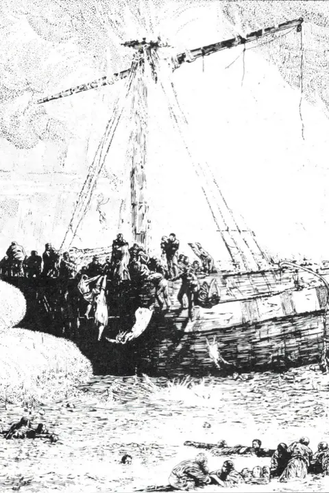 Illustrated London News Black and white drawing from details given by Henry MacDonald, the Second Officer