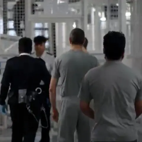 BBC Prisoners and guards inside the wing of HMP Pentonville.