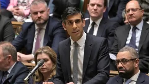 UK Parliament British Prime Minister Rishi Sunak at the dispatch box in the House of Commons
