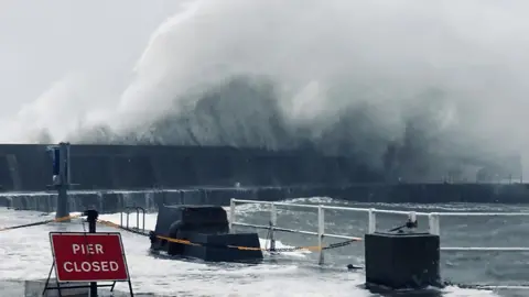 Ken Banks/BBC Storm water in Stonehaven., Scotland