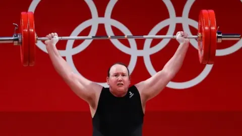 Laurel Hubbard competing at the Tokyo 2020 Olympics