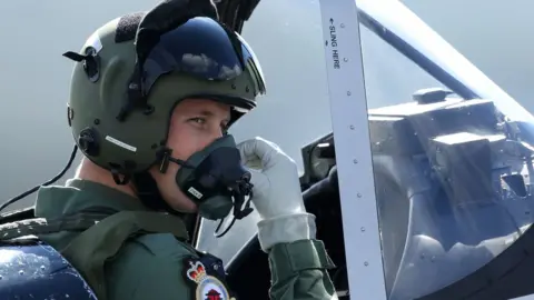 PA Prince William in the cockpit of a Chipmunk plane at RAF Coningsby