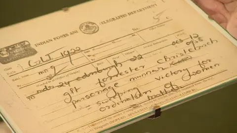 Margaret was India when she received a telegram from her mother-in-law telling about the "sweeping victory"