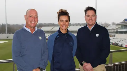 Durham Cricket Tim Bostock, head of Durham Cricket, Rachel Hopkins and Marcus North