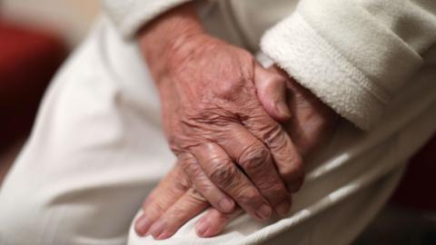 A close up of an elderly person's hands
