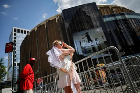 Reuters Nancy Bennett from Baltimore, a fan of Taylor Swift, waits outside of Madison Square Garden.