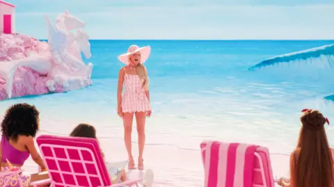 Warner Bros/Alamy The opening beach scene in the Barbie film