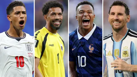 Jude Bellingham, Vozinha, Kylian Mbappe and Lionel Messi