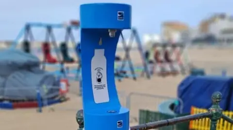Thanet District Council Water fountain on Margate Main Sands beach 