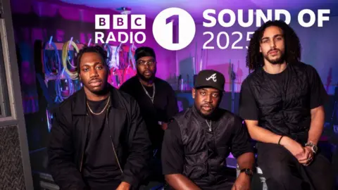 Jazz stars Ezra Collective are runners-up BBC Ezra Collective, pictured at the BBC's Maida Vale Studios in December 2024
