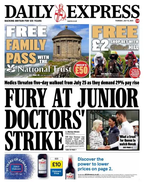 Front page of the Star for 10 July