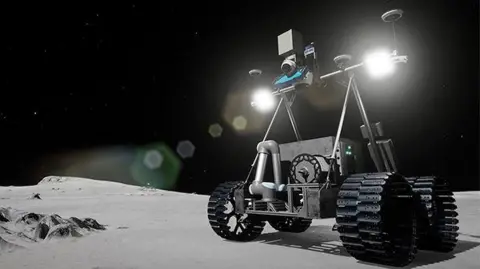 Canadian Space Agency A computer generated image of the lunar vehicle on the surface of the Moon