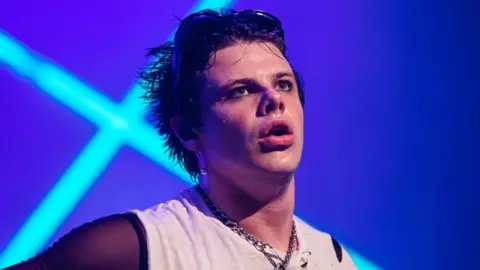 Getty Images Yungblud on stage in Brazil, 2023