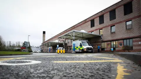 Borders General Hospital - a brick building with an ambulance parked outside