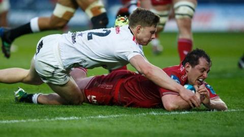 United Rugby Championship: Scarlets 27-32 Sharks - Kok hat-trick proves ...