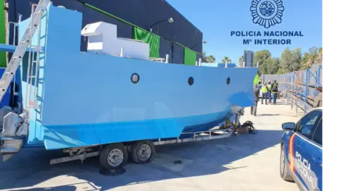 Spanish police A photo of what Spanish police say is the captured narco-submarine