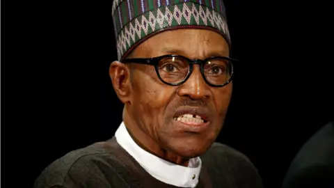 Retuers President Buhari speaks at an international conference in September 2016