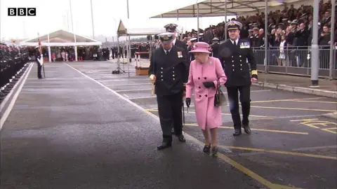 Queen Elizabeth II onboard HMS Ocean