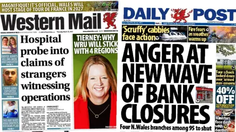 Western Mail and Daily Post front pages