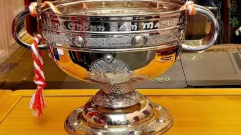 BBC Image of the fake Sam Maguire trophy. 
